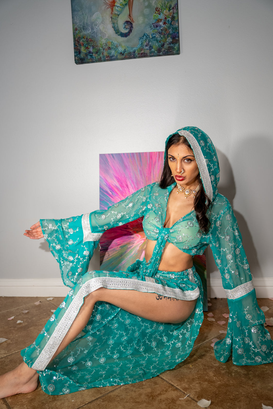 Turquoise Flowers Jasmine Set