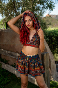 Bohemian Sapphire Mini Skirt Set
