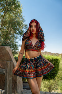 Bohemian Sapphire Mini Skirt Set