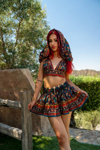 Bohemian Sapphire Mini Skirt Set