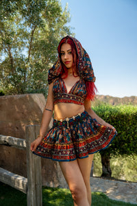 Bohemian Sapphire Mini Skirt Set