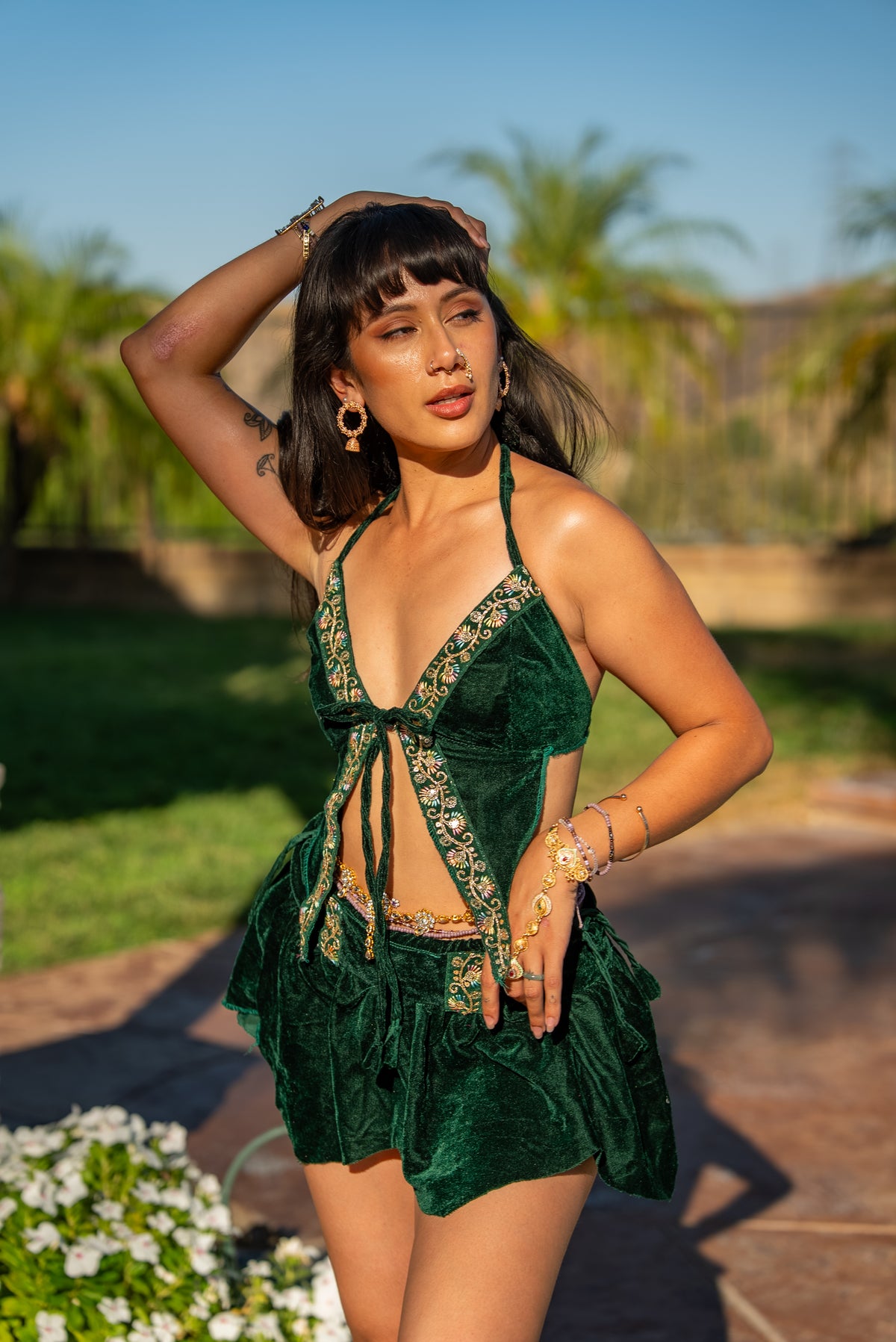 Emerald Flowers Pixie Set