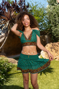 turquoise paradise mini skirt set