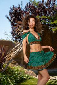turquoise paradise mini skirt set