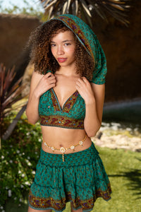 turquoise paradise mini skirt set