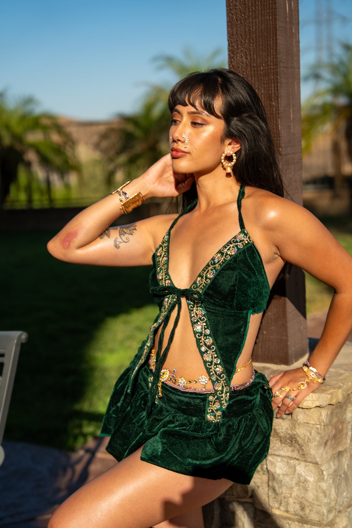 Emerald Flowers Pixie Set