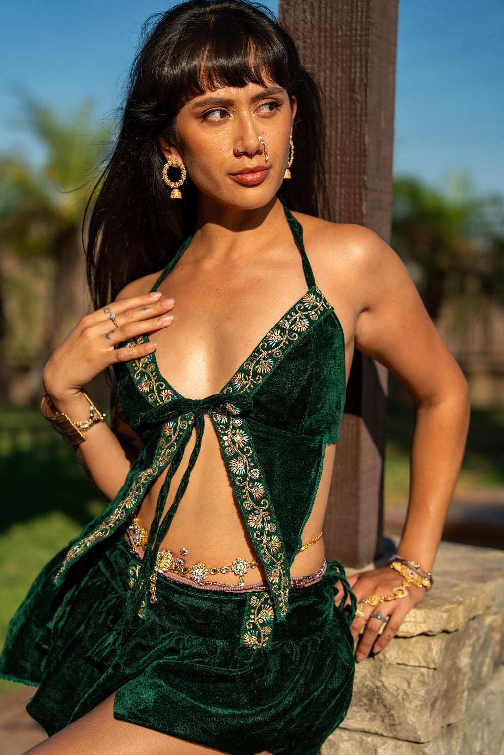 Emerald Flowers Pixie Set