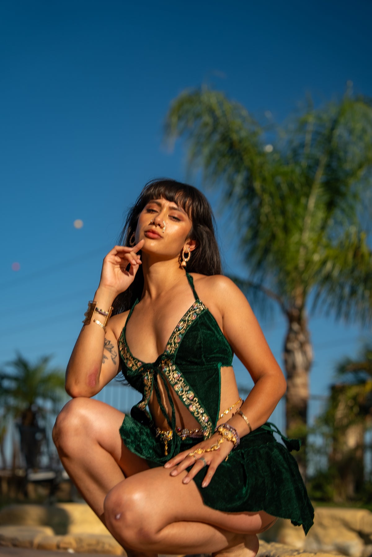 Emerald Flowers Pixie Set