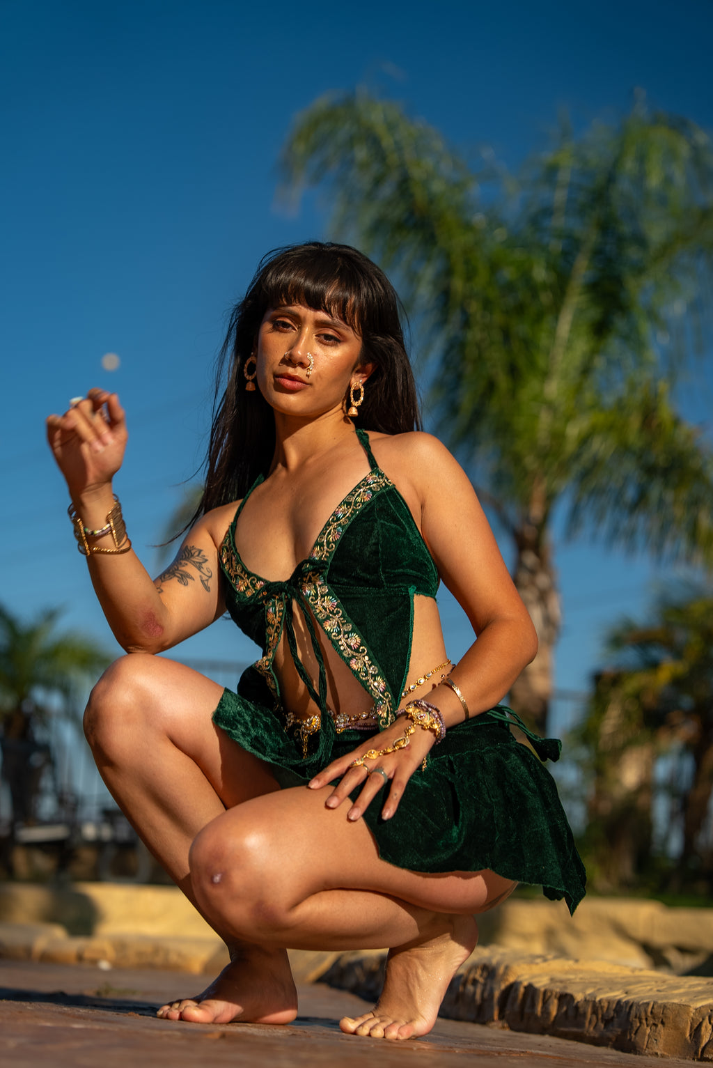 Emerald Flowers Pixie Set