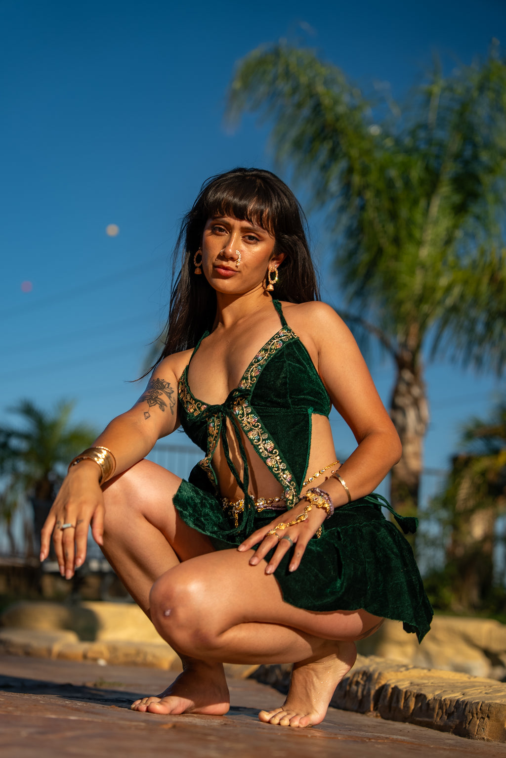 Emerald Flowers Pixie Set