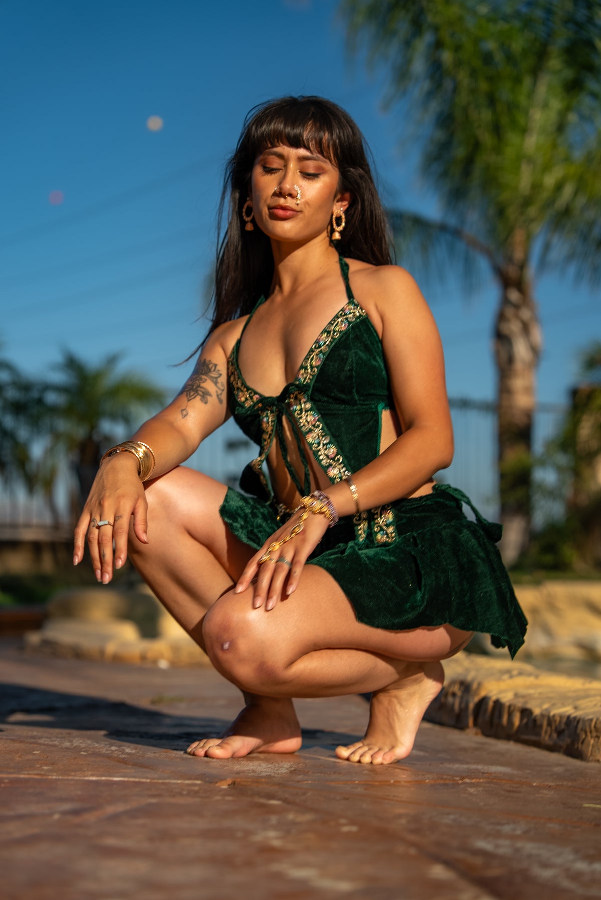 Emerald Flowers Pixie Set