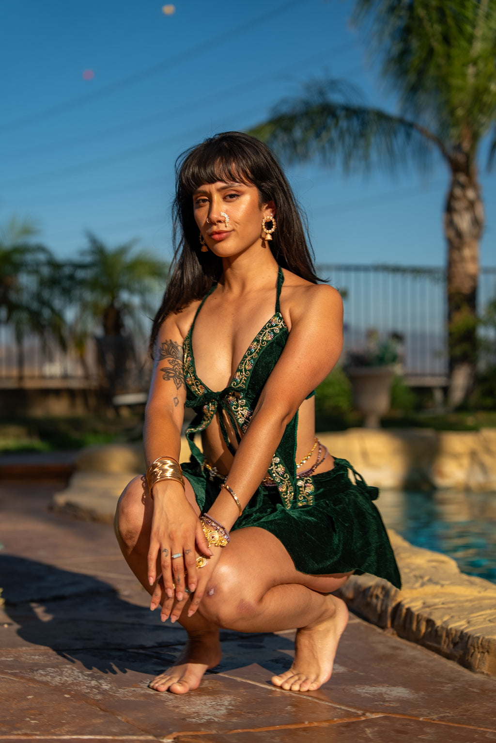 Emerald Flowers Pixie Set
