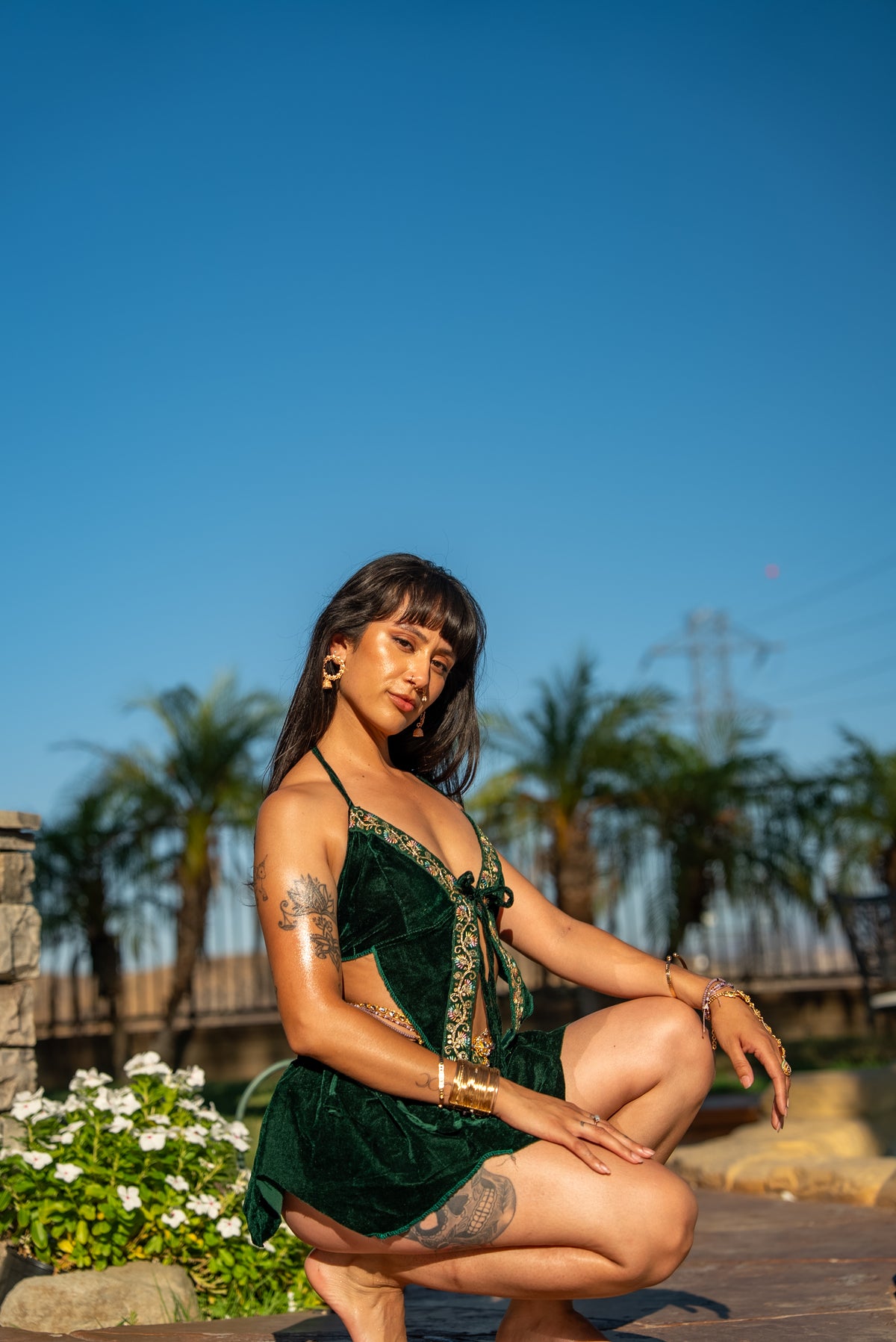 Emerald Flowers Pixie Set