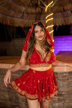 Load image into Gallery viewer, bohemian roses mini skirt set

