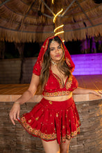 Load image into Gallery viewer, bohemian roses mini skirt set
