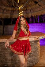 Load image into Gallery viewer, bohemian roses mini skirt set
