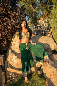Emerald Gold Sharara Pants Set