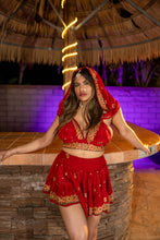 Load image into Gallery viewer, bohemian roses mini skirt set
