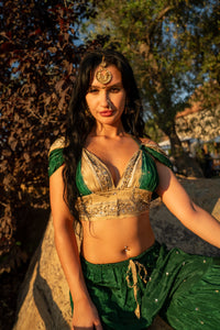 Emerald Gold Sharara Pants Set