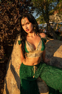 Emerald Gold Sharara Pants Set