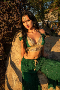 Emerald Gold Sharara Pants Set
