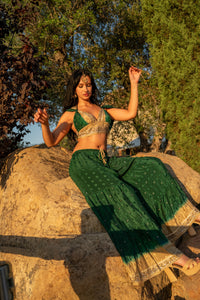Emerald Gold Sharara Pants Set
