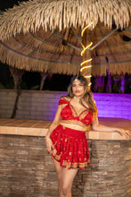 Load image into Gallery viewer, bohemian roses mini skirt set

