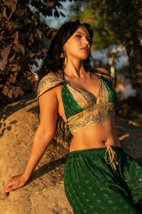 Emerald Gold Sharara Pants Set