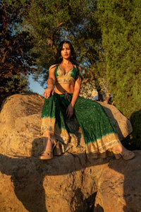 Emerald Gold Sharara Pants Set