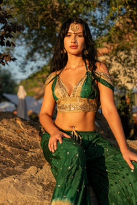 Emerald Gold Sharara Pants Set