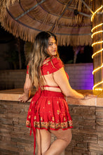 Load image into Gallery viewer, bohemian roses mini skirt set
