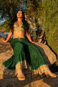 Emerald Gold Sharara Pants Set