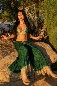 Emerald Gold Sharara Pants Set