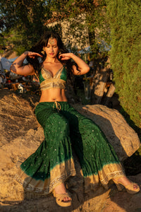 Emerald Gold Sharara Pants Set