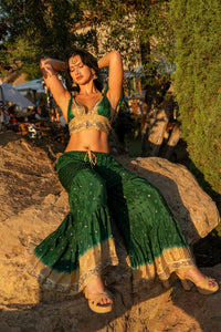 Emerald Gold Sharara Pants Set