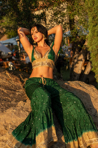 Emerald Gold Sharara Pants Set