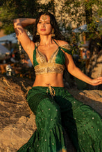 Load image into Gallery viewer, Emerald Gold Sharara Pants Set
