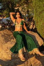 Load image into Gallery viewer, Emerald Gold Sharara Pants Set
