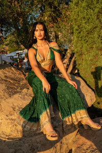 Emerald Gold Sharara Pants Set