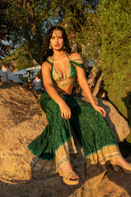 Load image into Gallery viewer, Emerald Gold Sharara Pants Set
