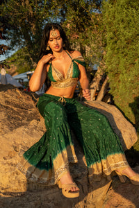 Emerald Gold Sharara Pants Set