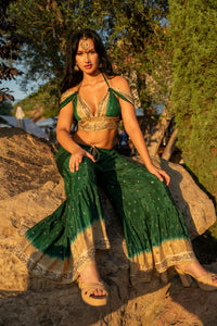 Emerald Gold Sharara Pants Set