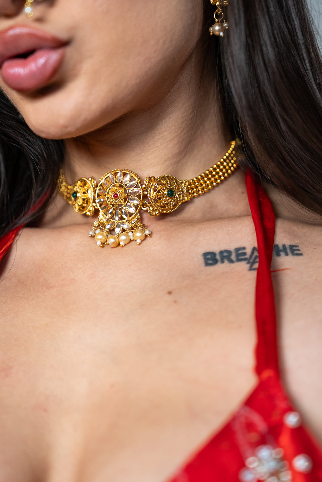 Golden Lotus Necklace Set