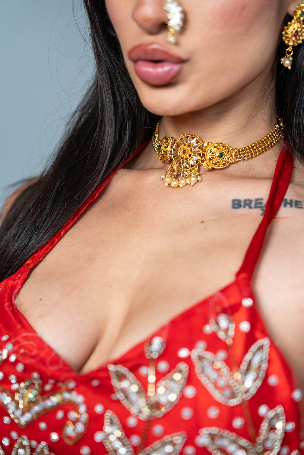 Golden Lotus Necklace Set