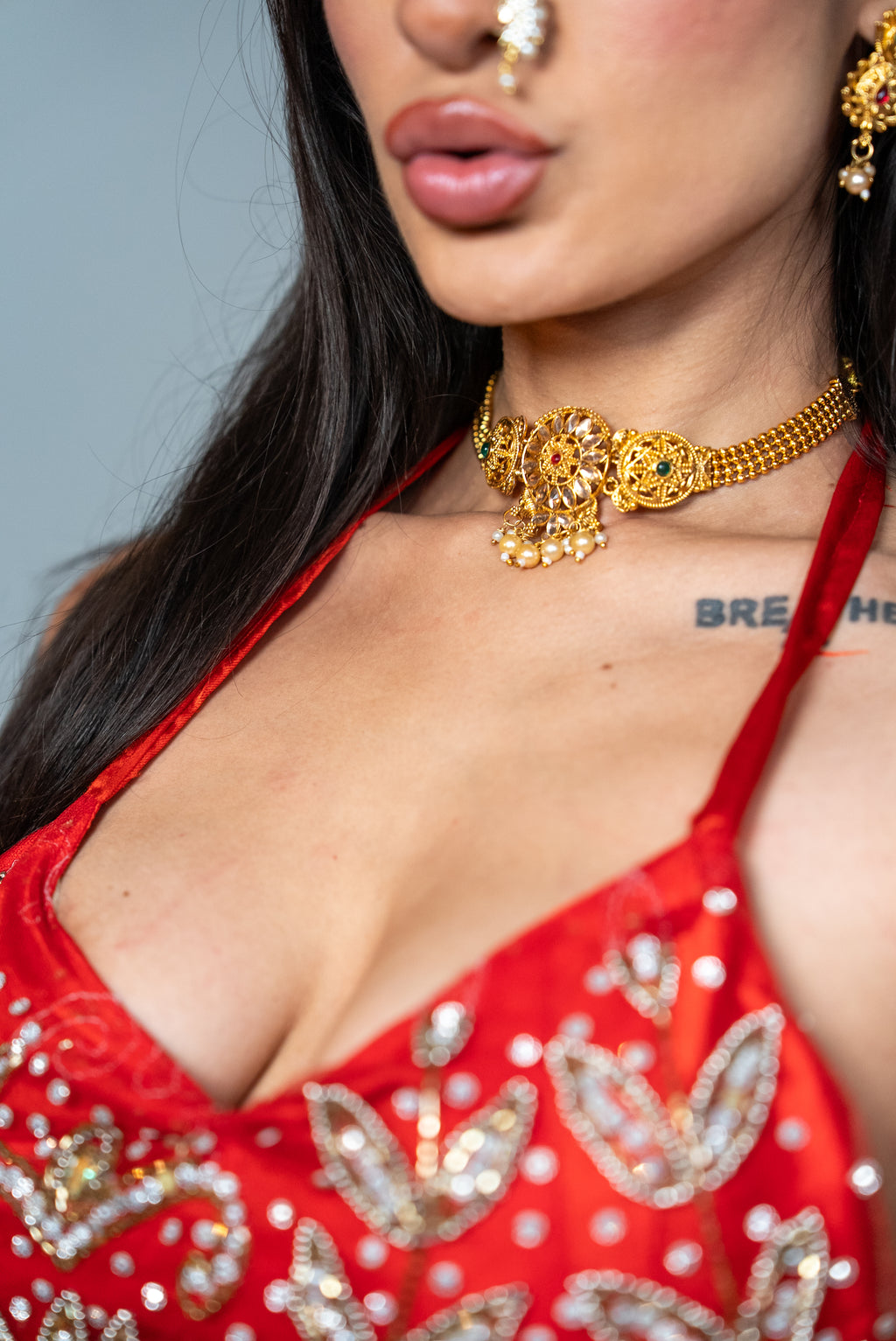 Golden Lotus Necklace Set