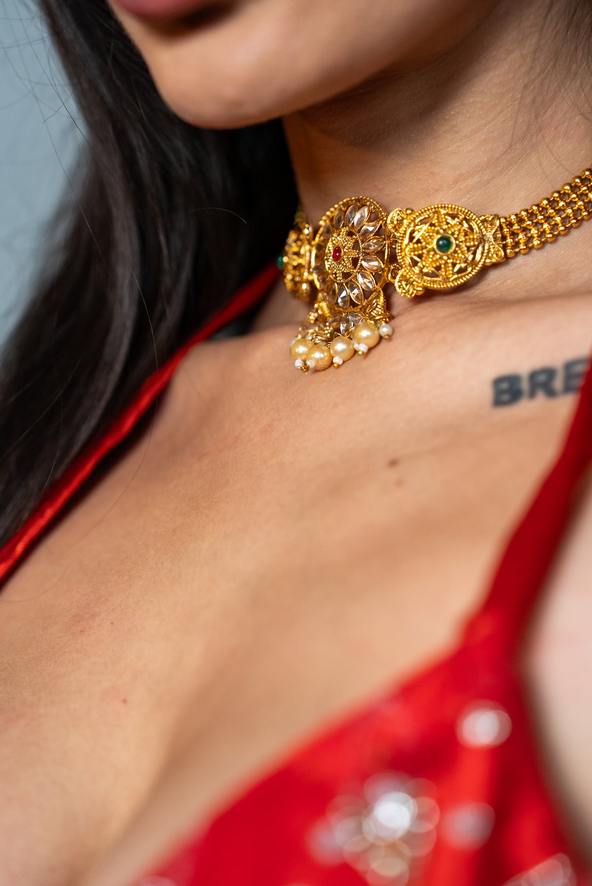 Golden Lotus Necklace Set