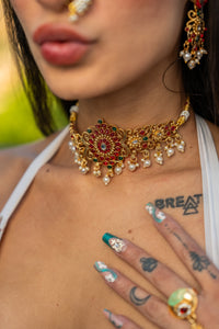 Emerald Ruby Necklace Set