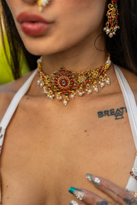 Emerald Ruby Necklace Set