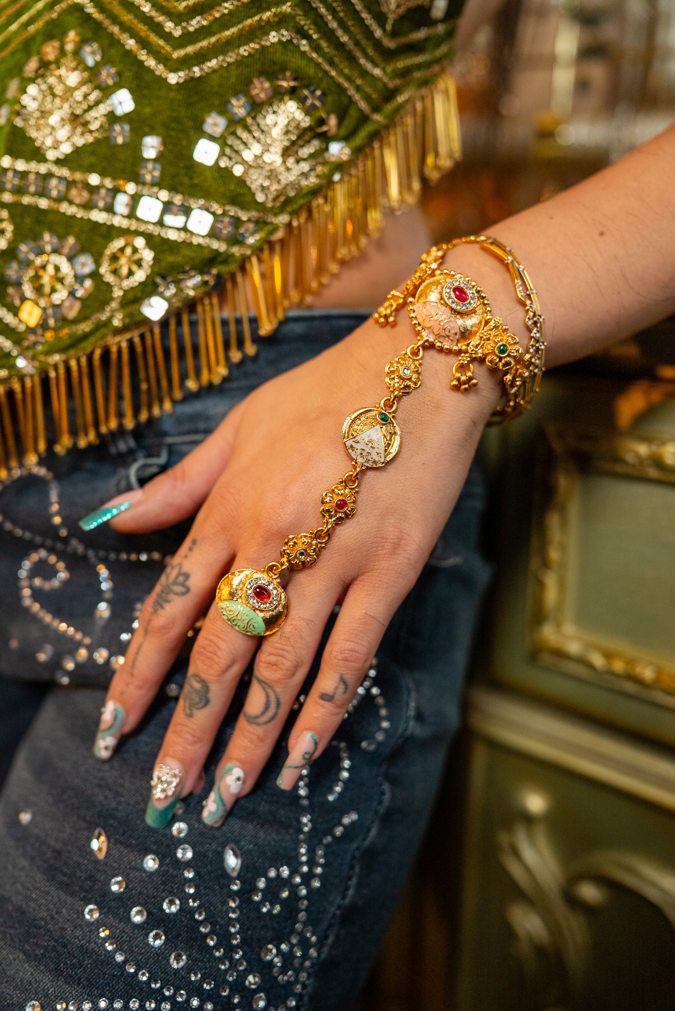 Golden Hieroglyph Hand Chain