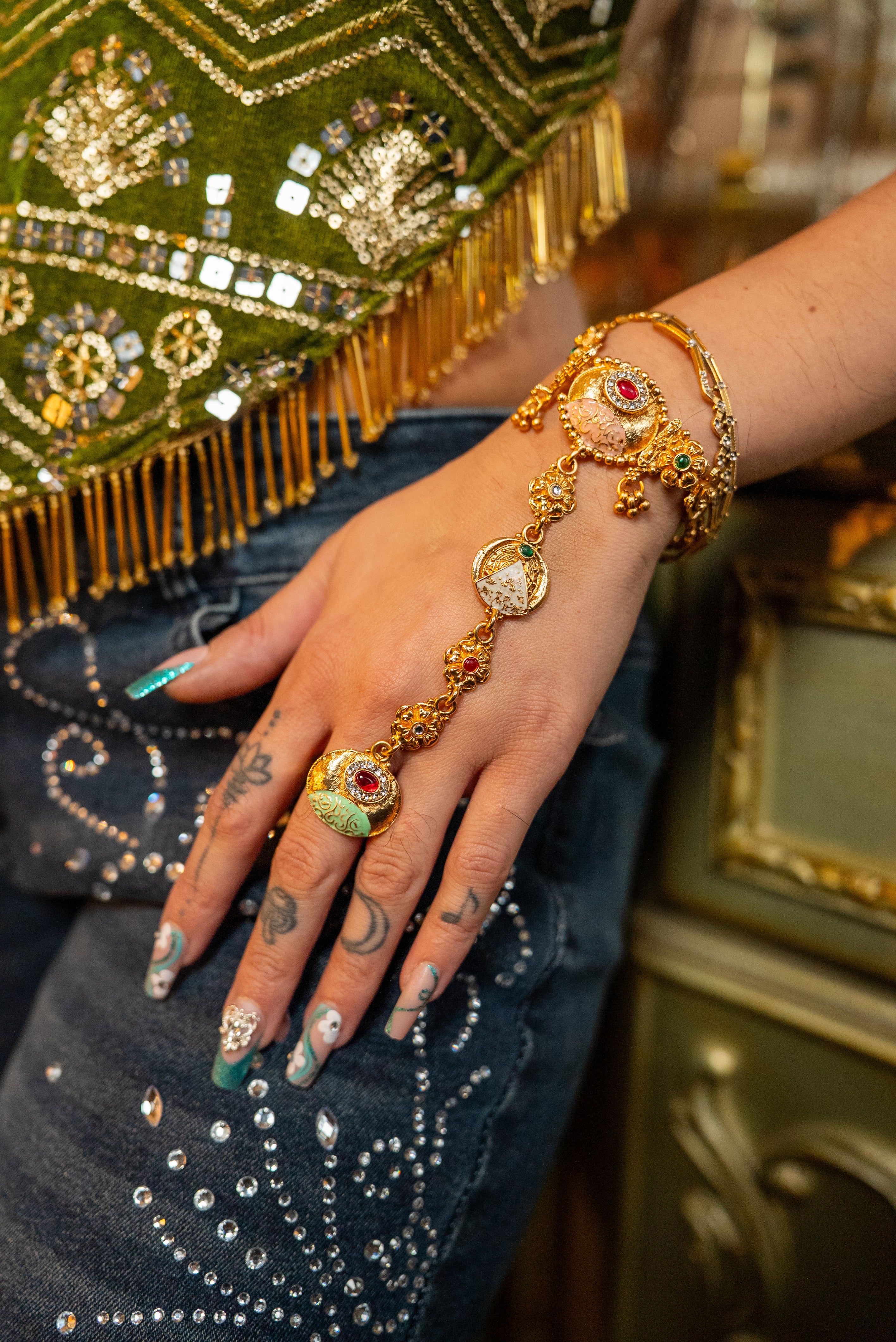 Golden Hieroglyph Hand Chain